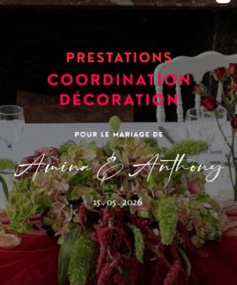 Prestation coordination et décoration, fleurs rouges et vertes