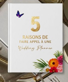 Carnet blanc intitulé 5 raisons de faire appel à une wedding planner